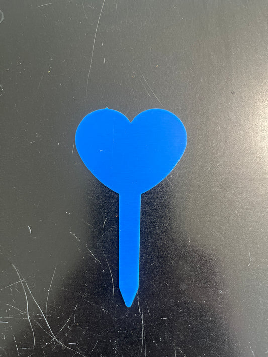 Etiqueta azul para plantas de corazon